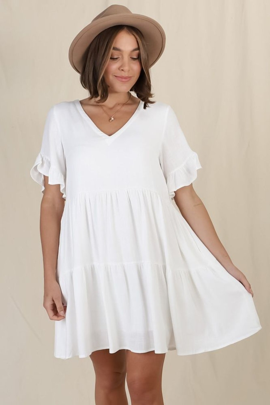 Dresses Salty Crush | Audrina Mini Dress - White