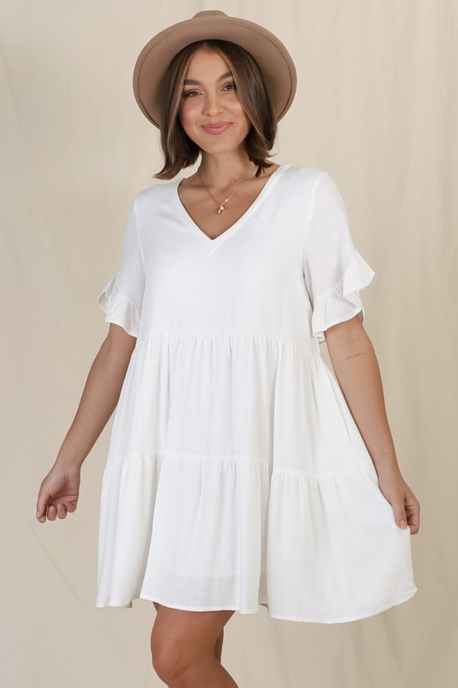 Dresses Salty Crush | Audrina Mini Dress - White