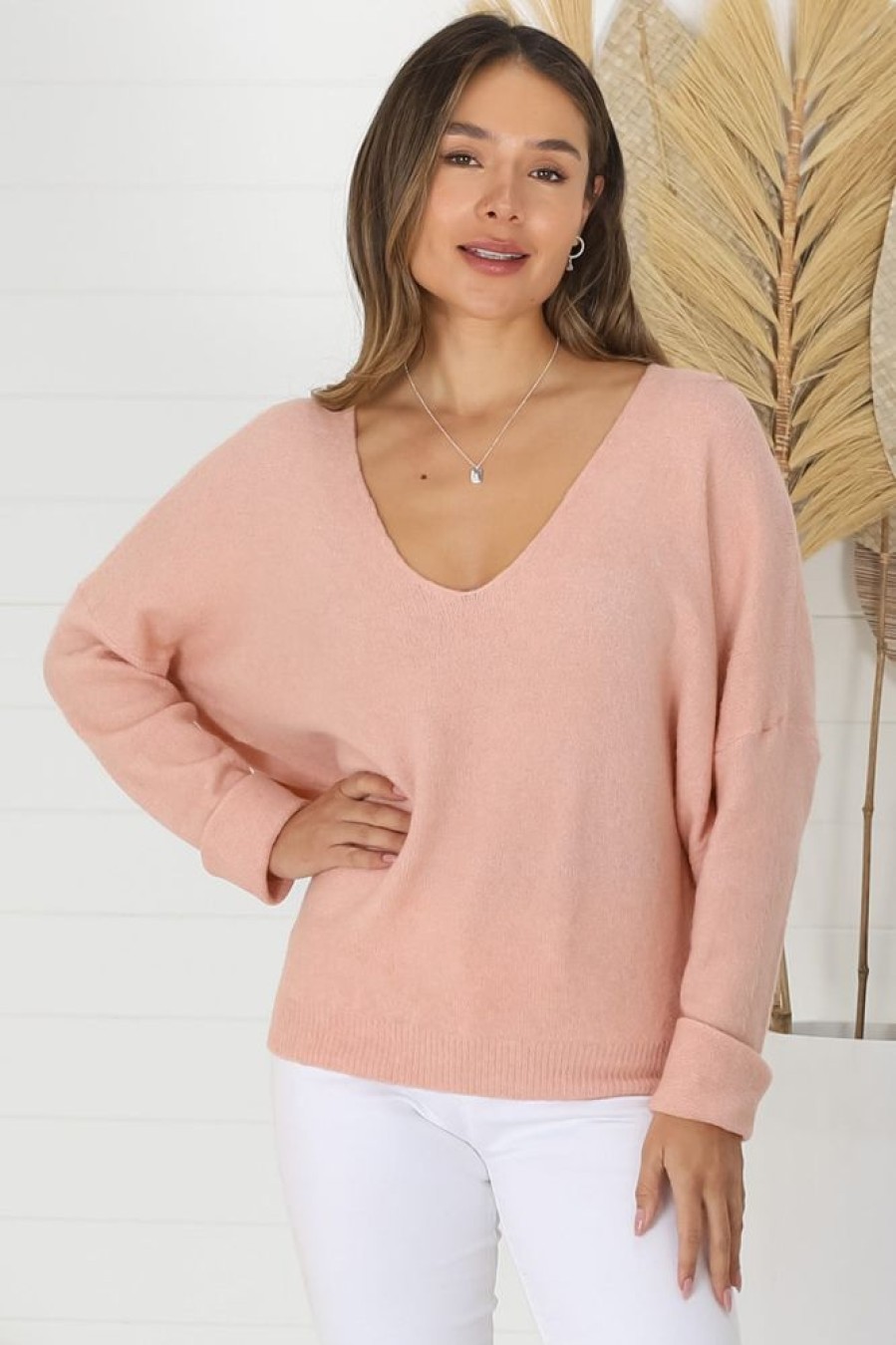 Tops Salty Crush | Carol Knit Top - Peach