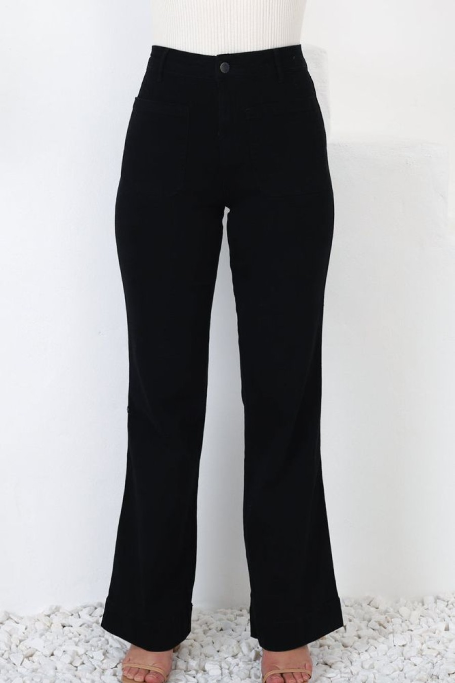 Bottoms Salty Crush | Britain Jeans - High Waist Flared Jeans In Black