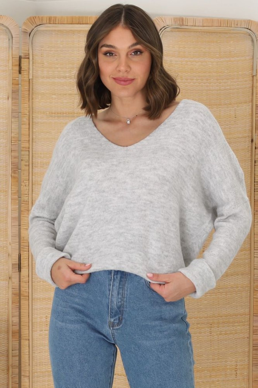 Tops Salty Crush | Carol Knit Top - Grey