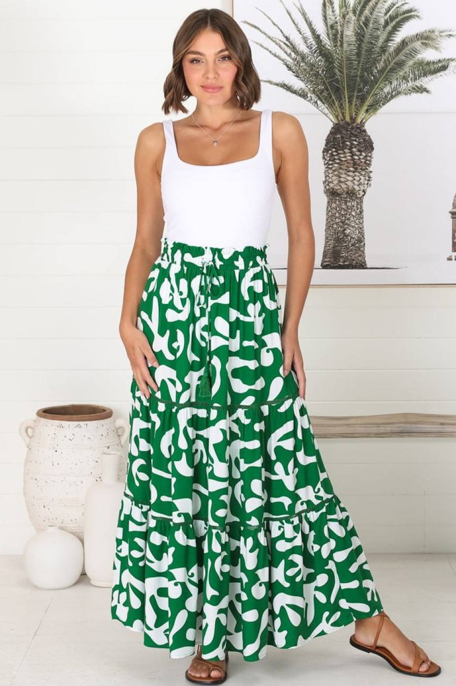 Bottoms Salty Crush | Jaxie Maxi Skirt - Green