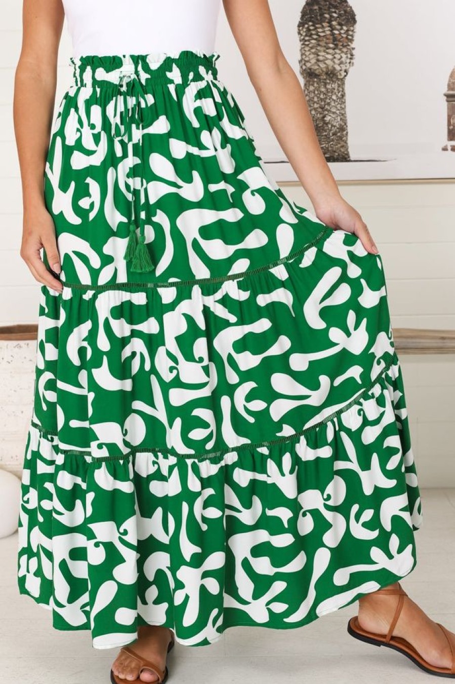 Bottoms Salty Crush | Jaxie Maxi Skirt - Green