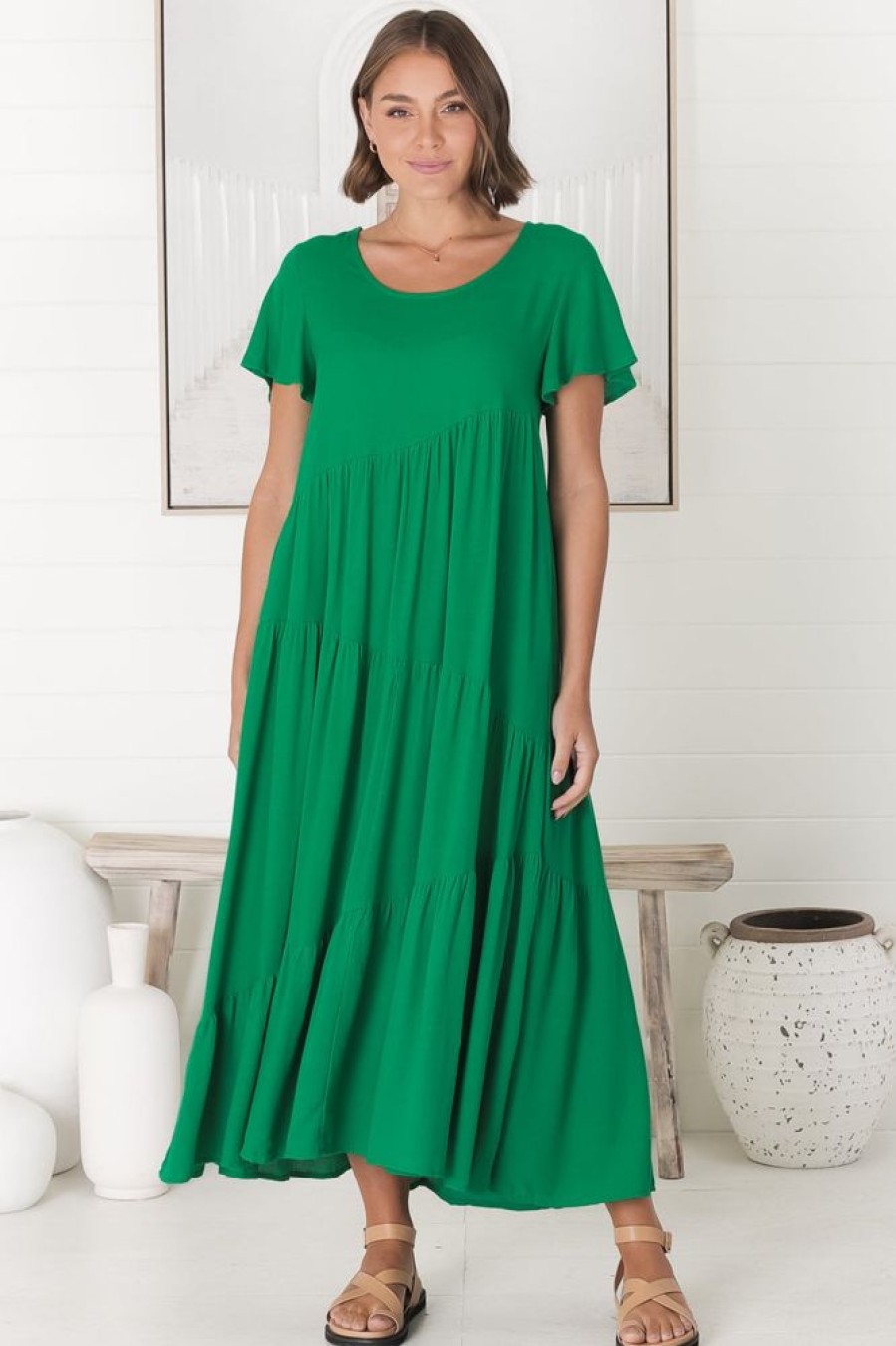 Dresses Salty Crush | Allegra Midi Dress - Green