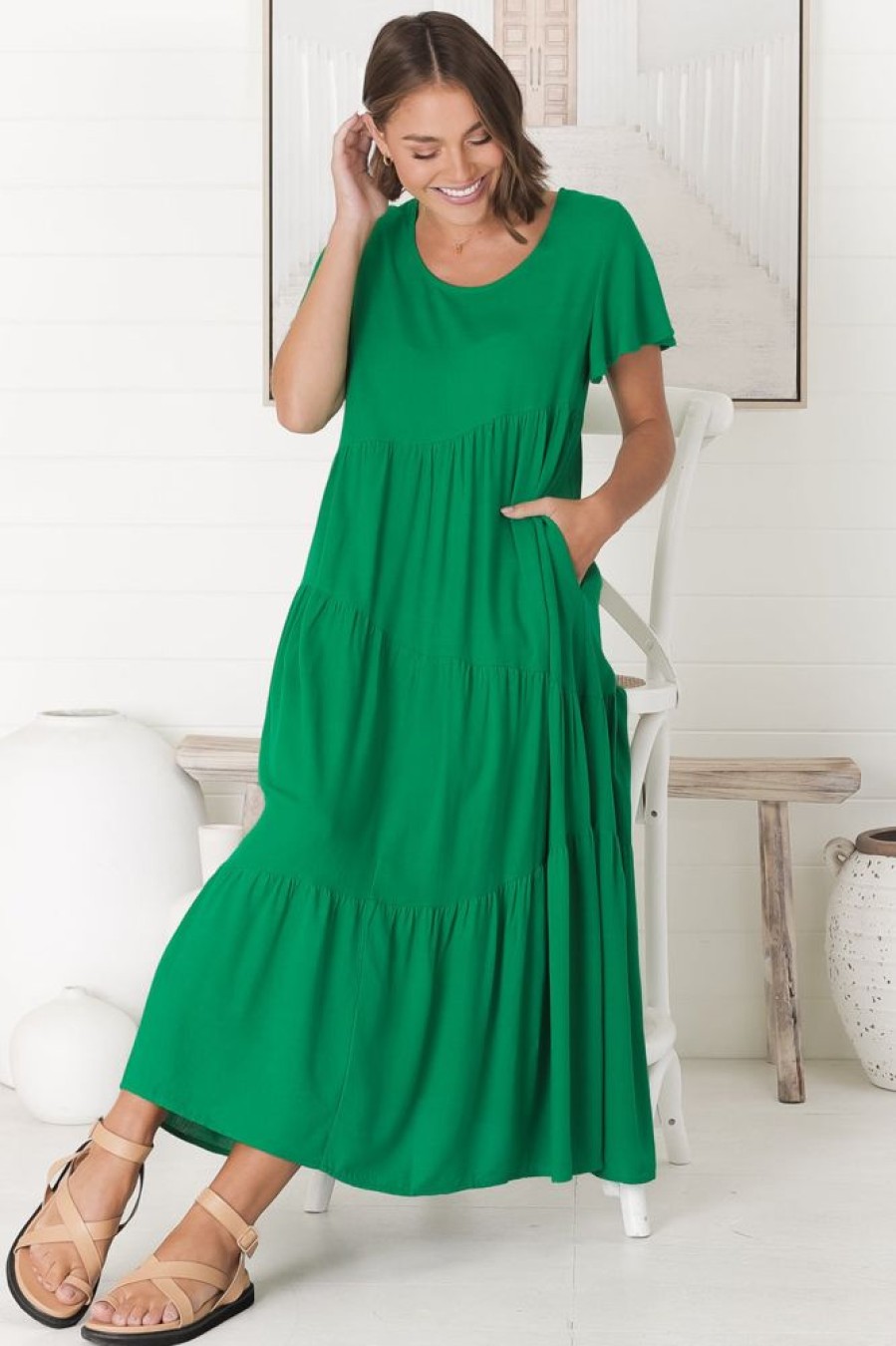 Dresses Salty Crush | Allegra Midi Dress - Green