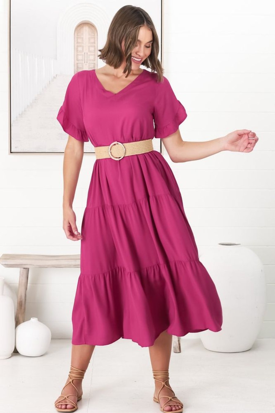 Dresses Salty Crush | Ame Midi Dress - Magenta