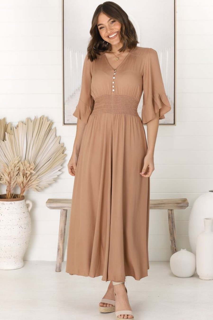 Dresses Salty Crush | Alba Maxi Dress - Sand