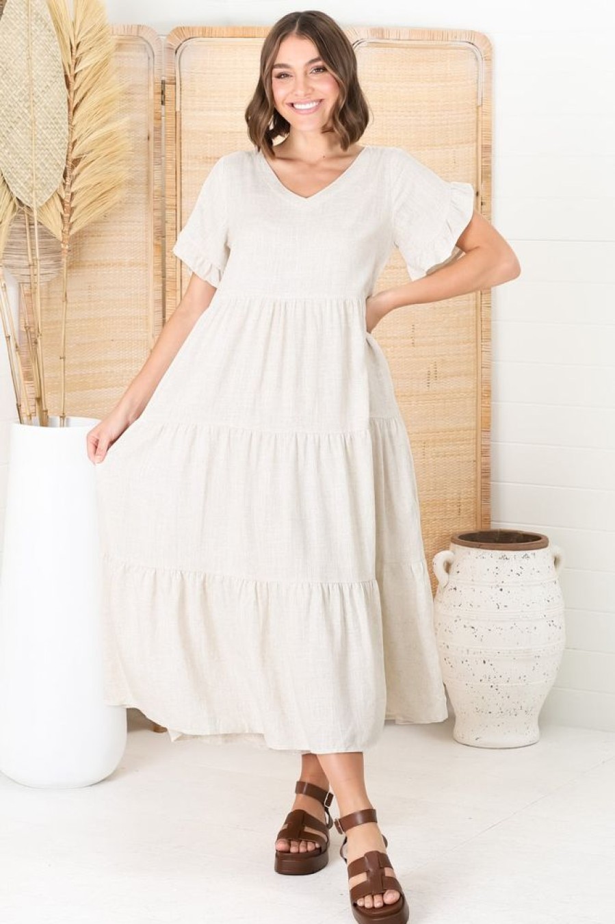 Dresses Salty Crush | Ame Midi Dress - Oatmeal