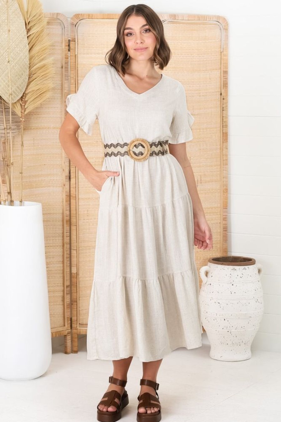 Dresses Salty Crush | Ame Midi Dress - Oatmeal