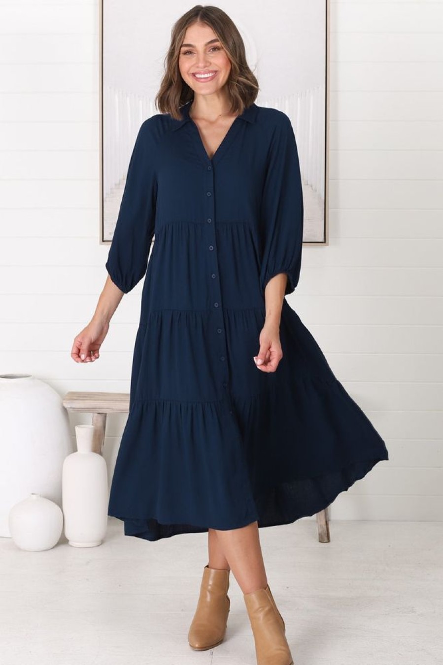 Dresses Salty Crush | Zaraha Midi Dress - Navy