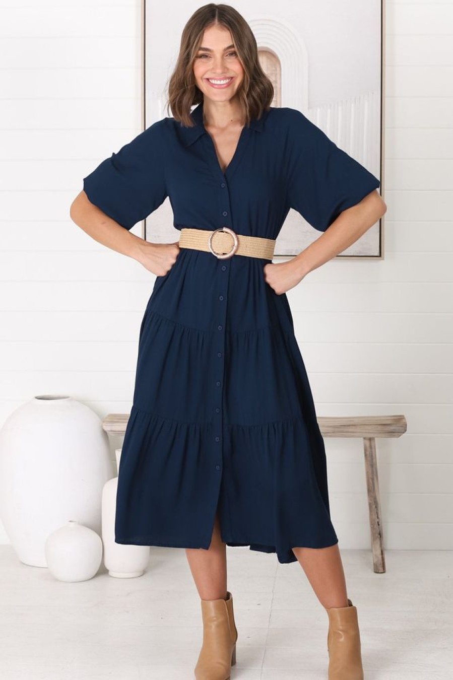 Dresses Salty Crush | Zaraha Midi Dress - Navy