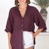Tops Salty Crush | Beachly Shirt - Burgundy