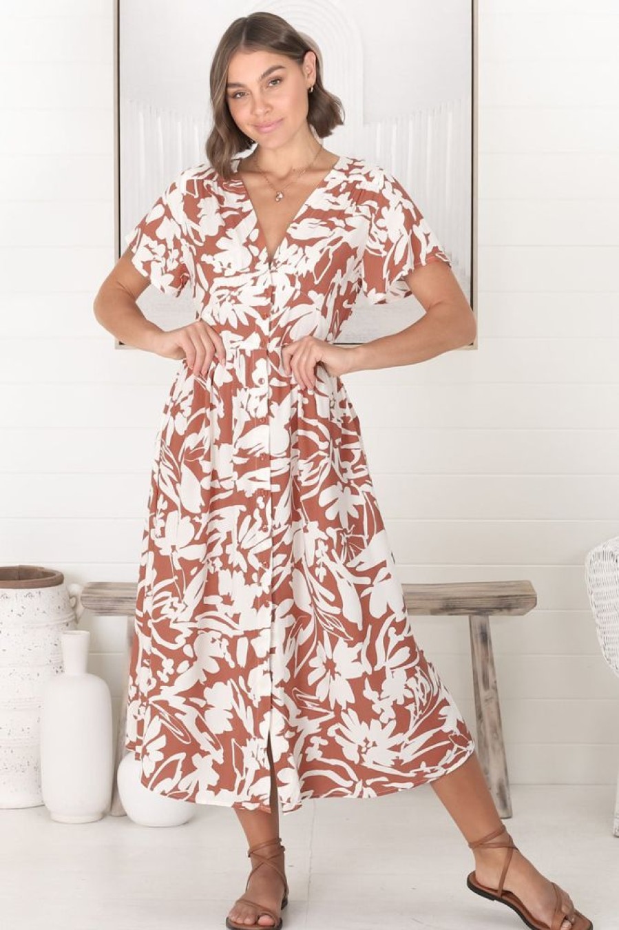Dresses Salty Crush | Anais - Charis Midi Dress - Rust