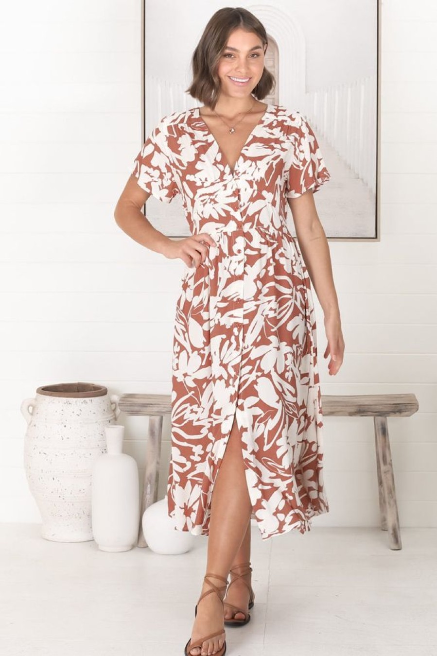 Dresses Salty Crush | Anais - Charis Midi Dress - Rust