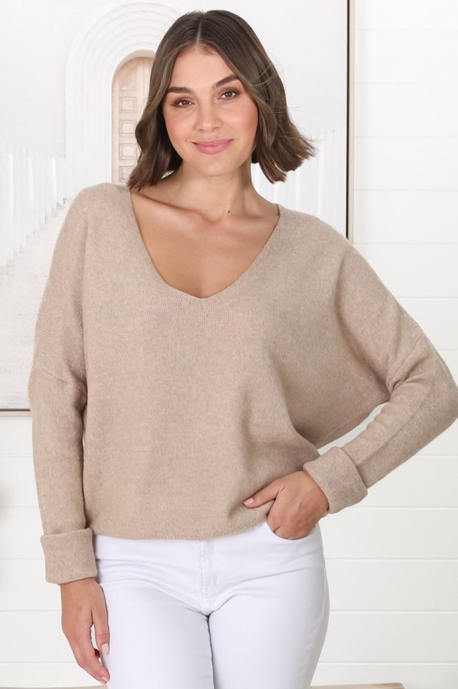 Tops Salty Crush | Carol Knit Top - Camel