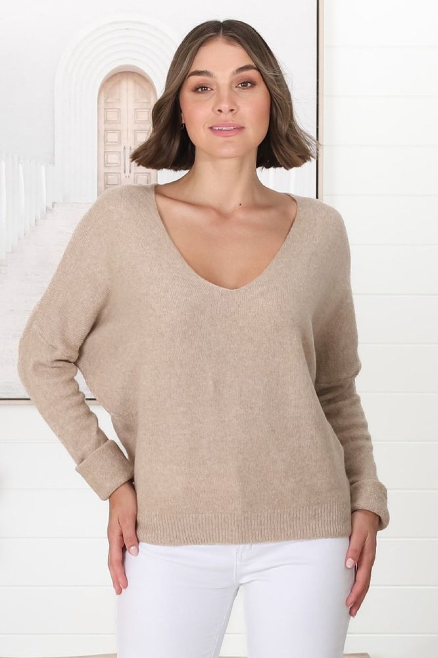 Tops Salty Crush | Carol Knit Top - Camel
