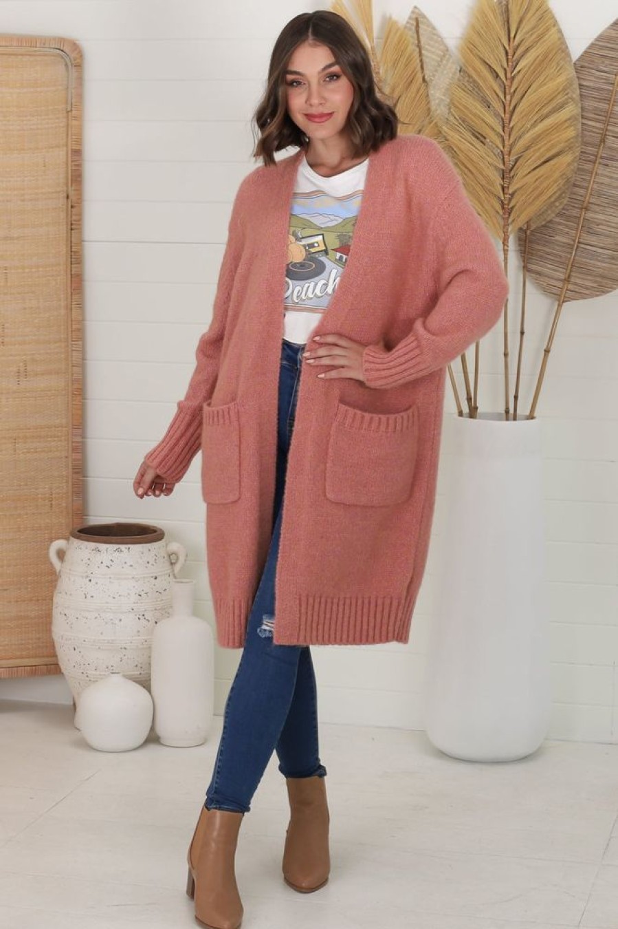 Jackets/Knitwear Salty Crush | Kartika Cardigan - Dusty Rose