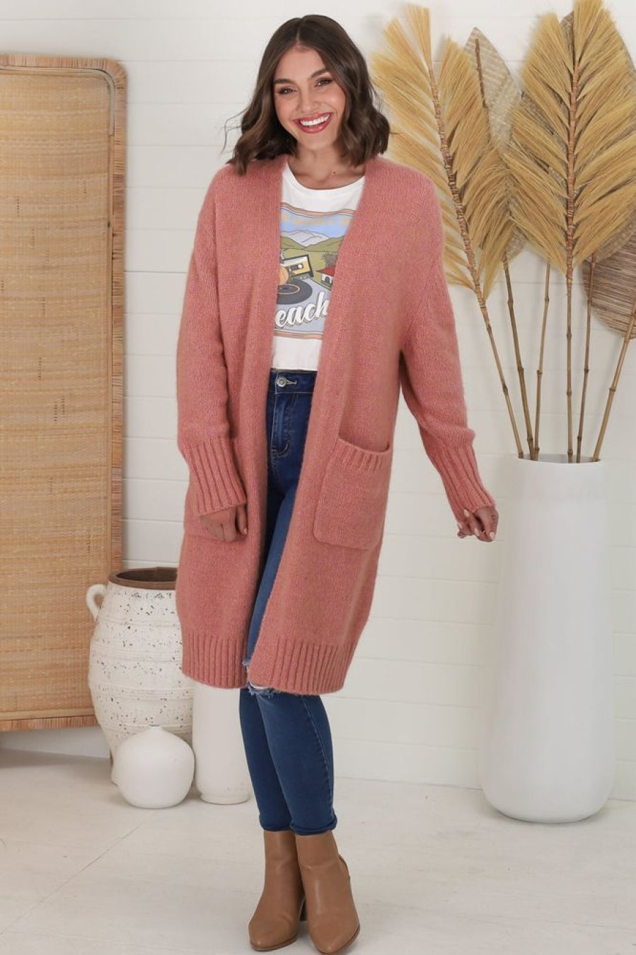 Jackets/Knitwear Salty Crush | Kartika Cardigan - Dusty Rose