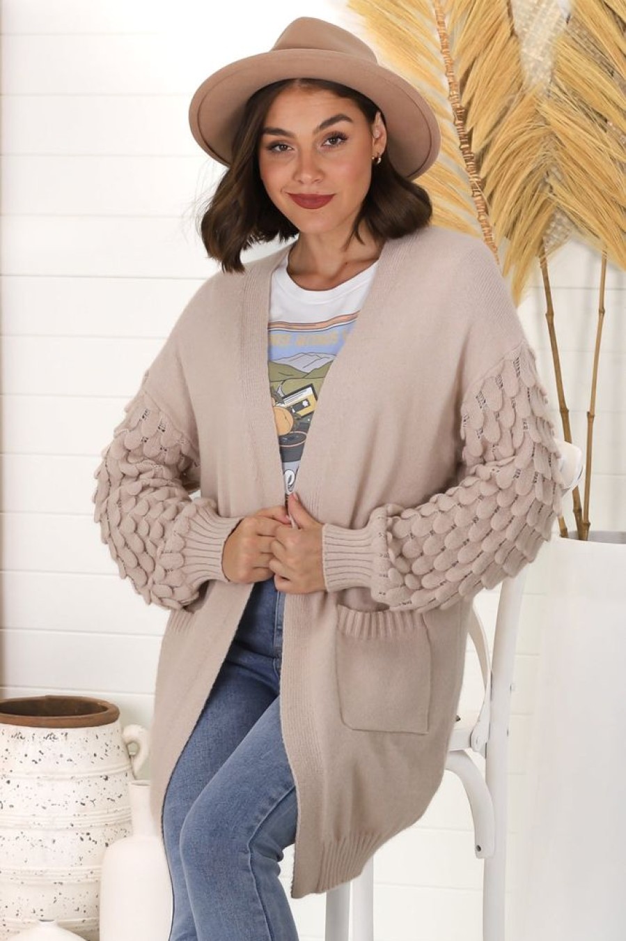 Jackets/Knitwear Salty Crush | Amanda Cardigan - Camel