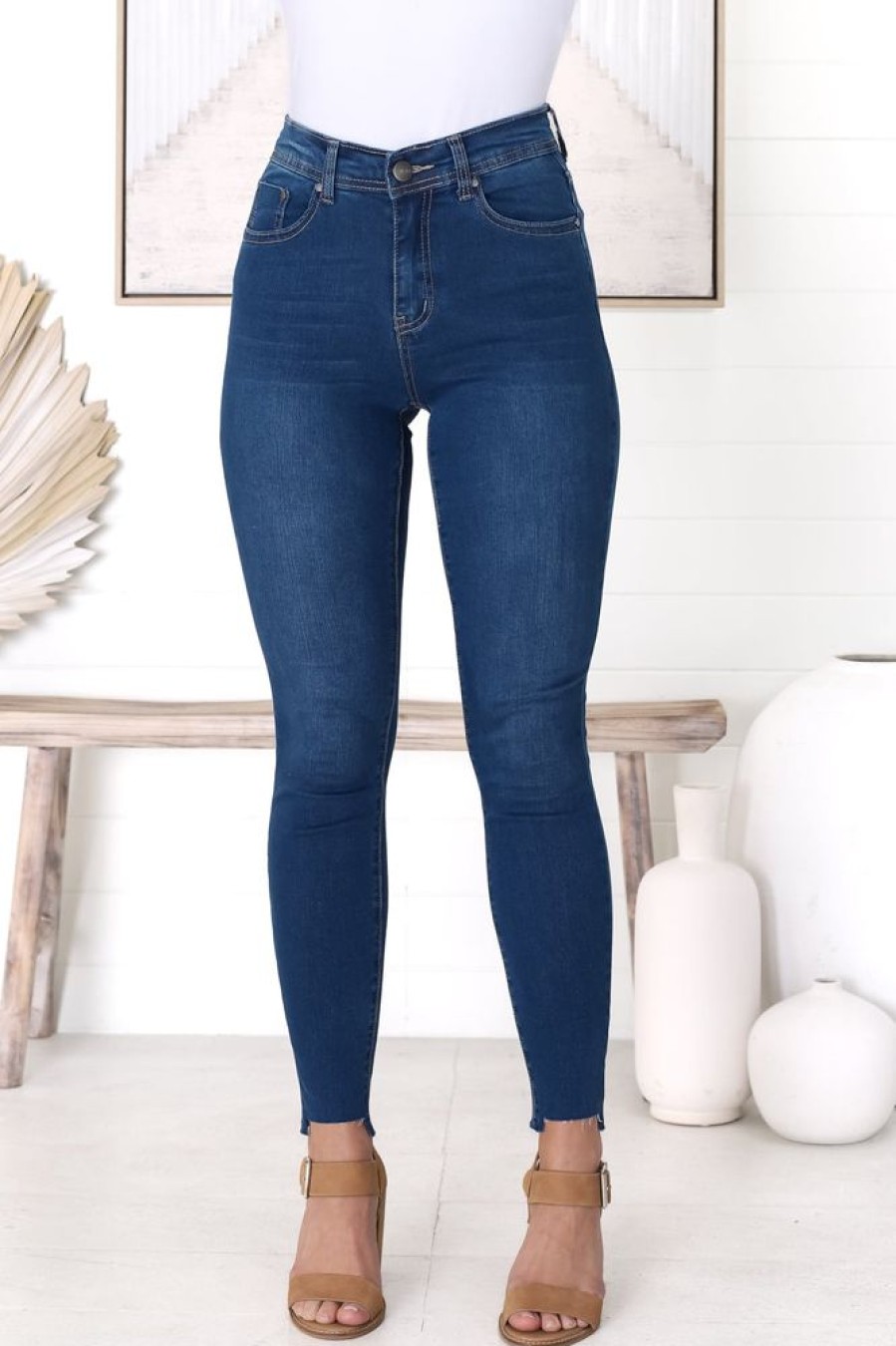 Bottoms Salty Crush | Zeek Jeans - High Waisted Skinny Jean In Dark Denim