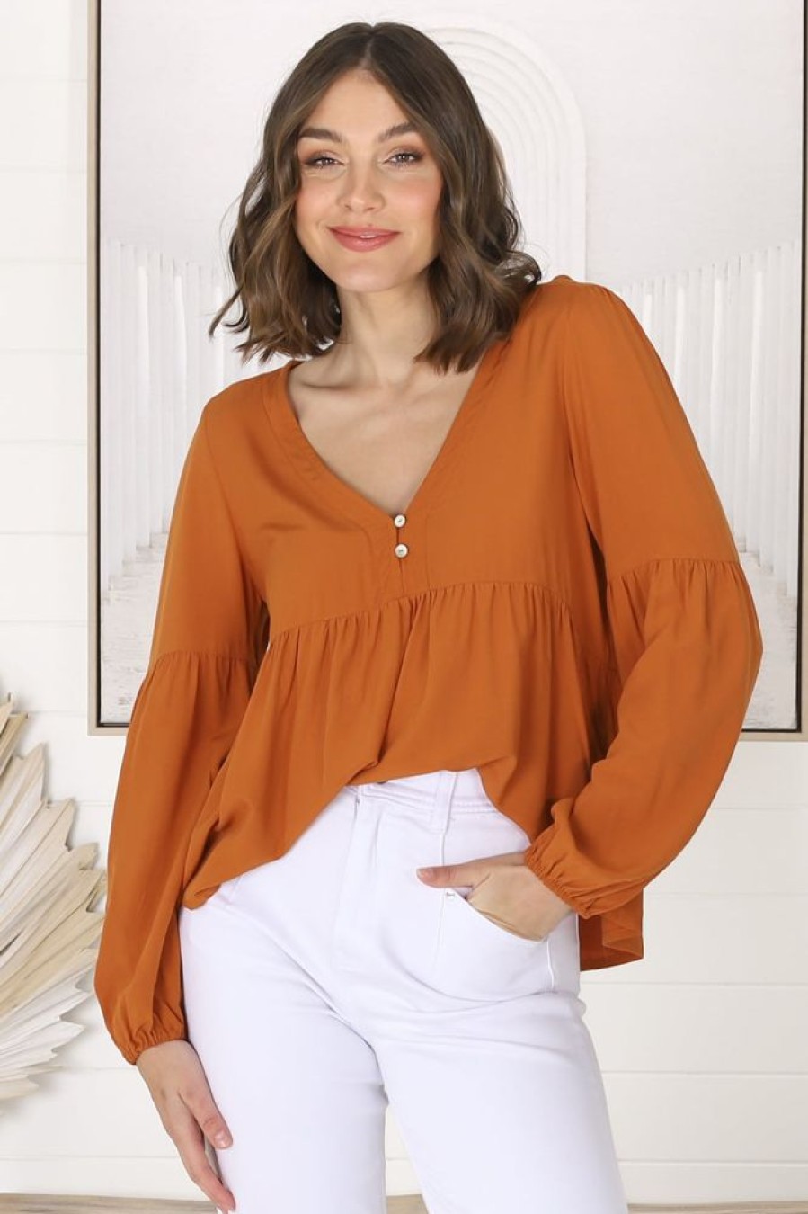 Tops Salty Crush | Grace Top - Rust