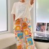 Bottoms jaase | Jaase - Cici Pants: Mid Rise Relaxed Wide Leg Pant In Sun Lounger Print