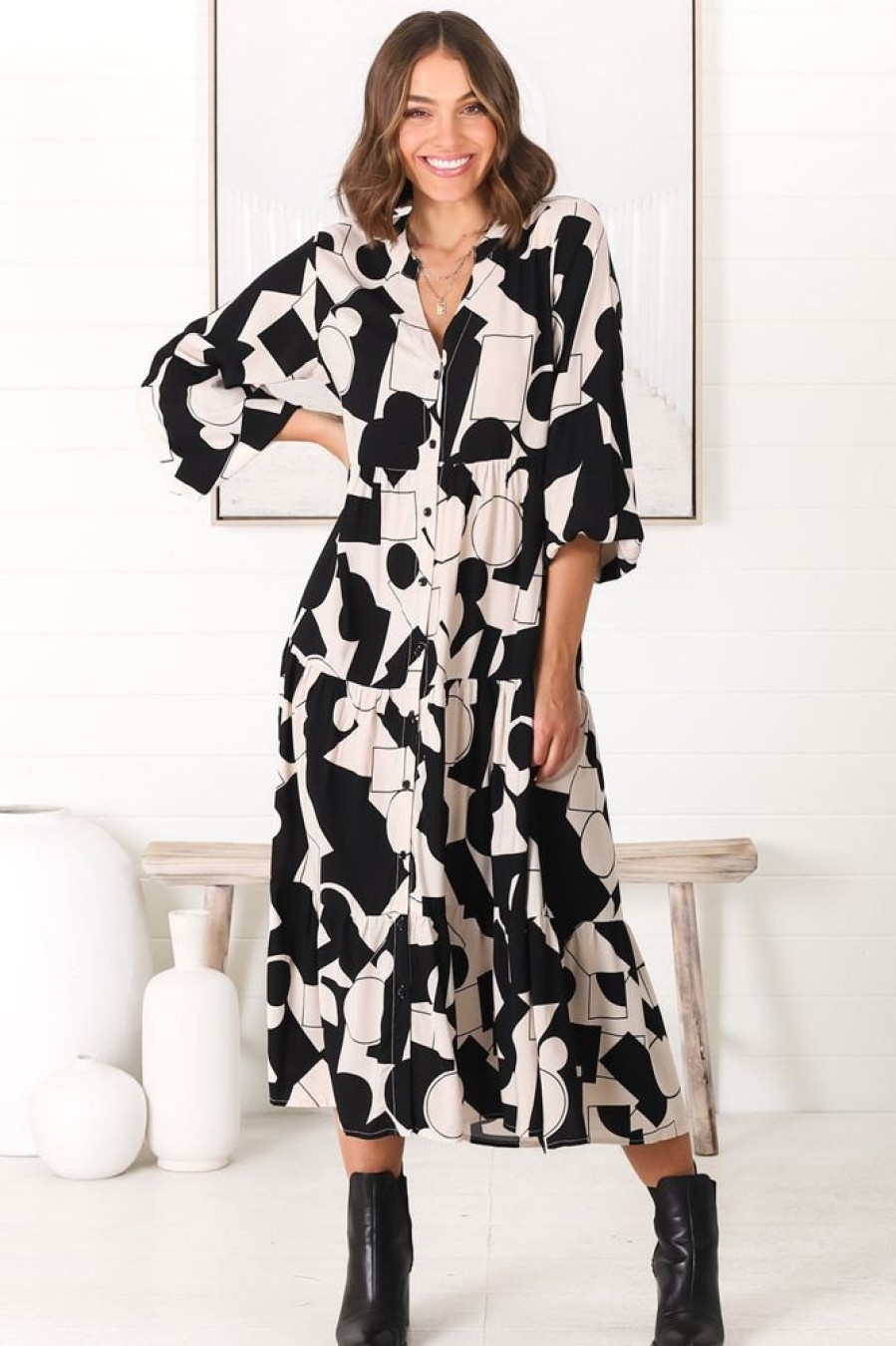Dresses Salty Crush | Avery Midi Dress - Zaire Cream