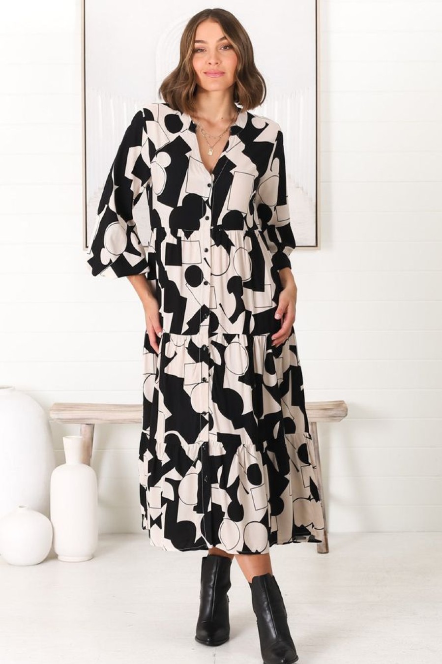 Dresses Salty Crush | Avery Midi Dress - Zaire Cream