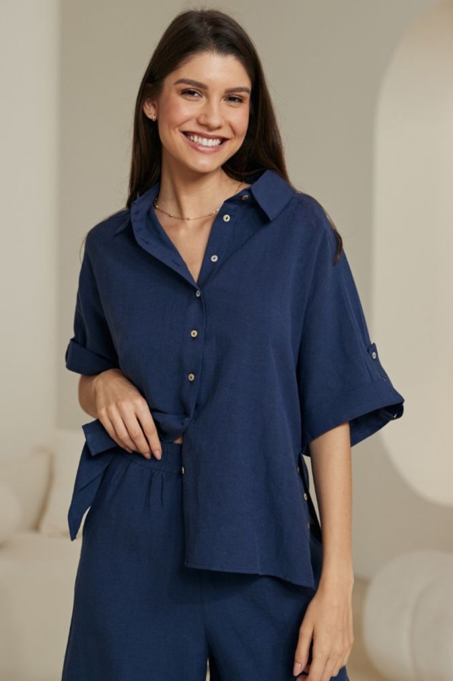 Tops Salty Crush | Darla Shirt - Navy