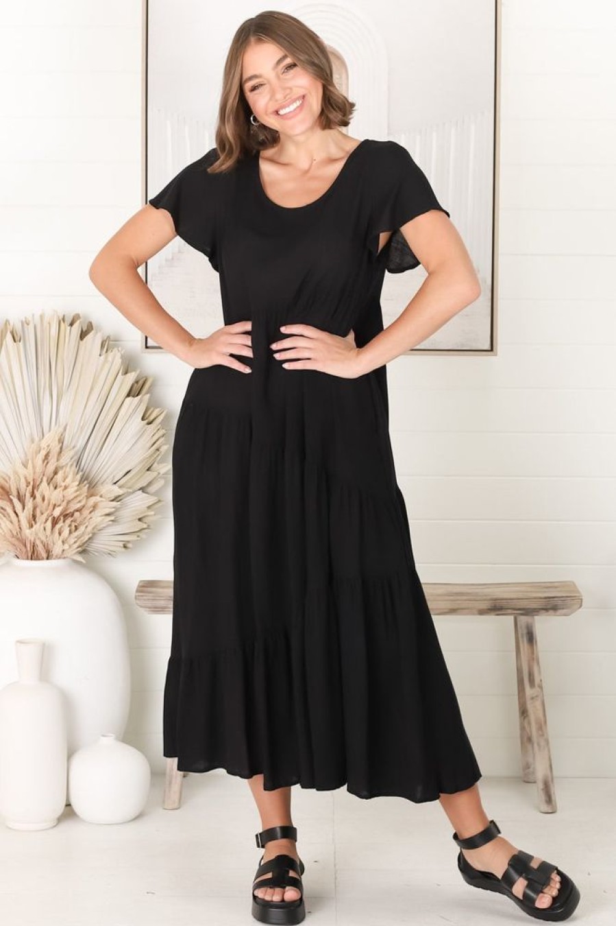 Dresses Salty Crush | Allegra Midi Dress - Black