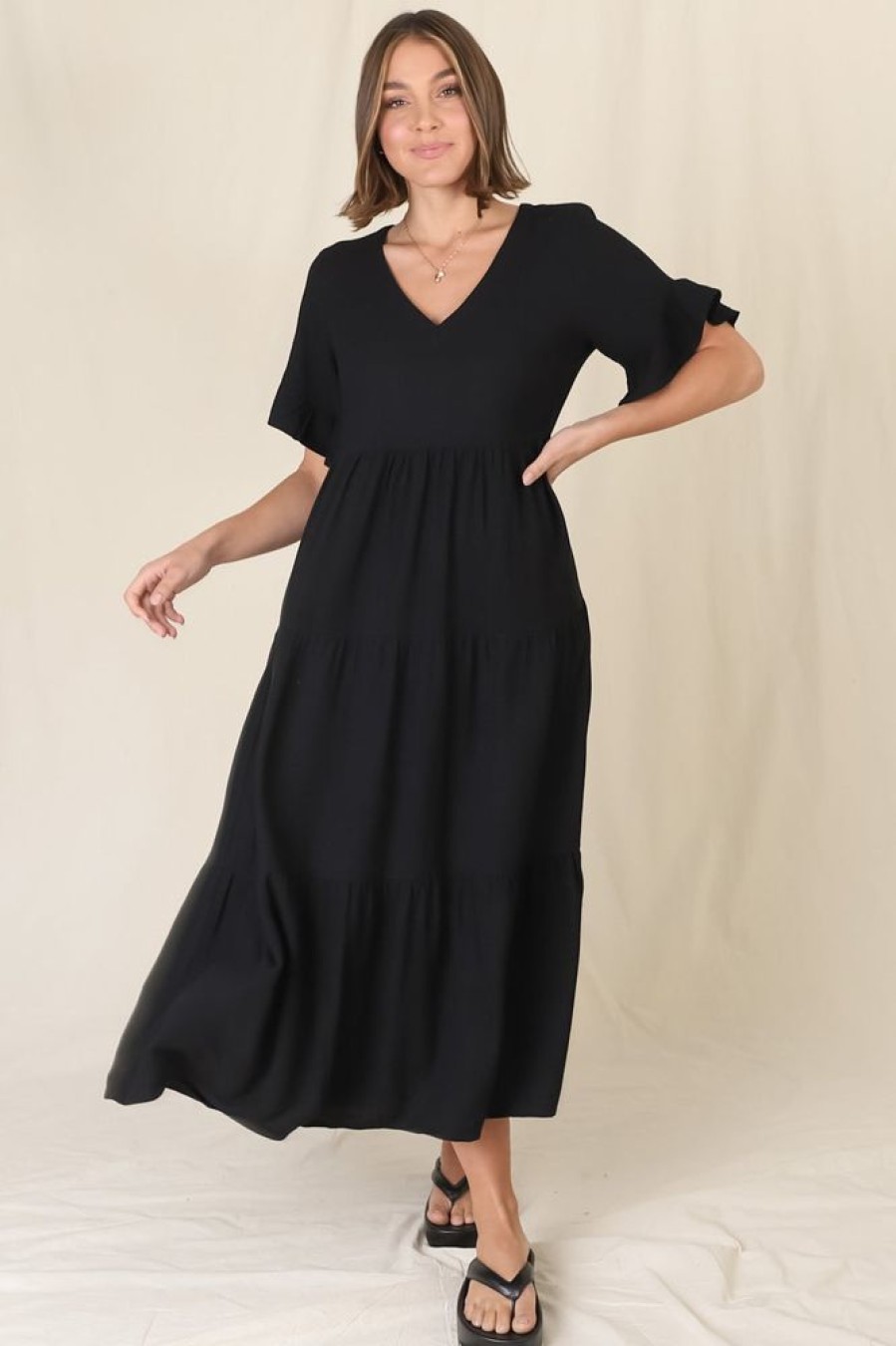Dresses Salty Crush | Audrina Midi Dress - Black