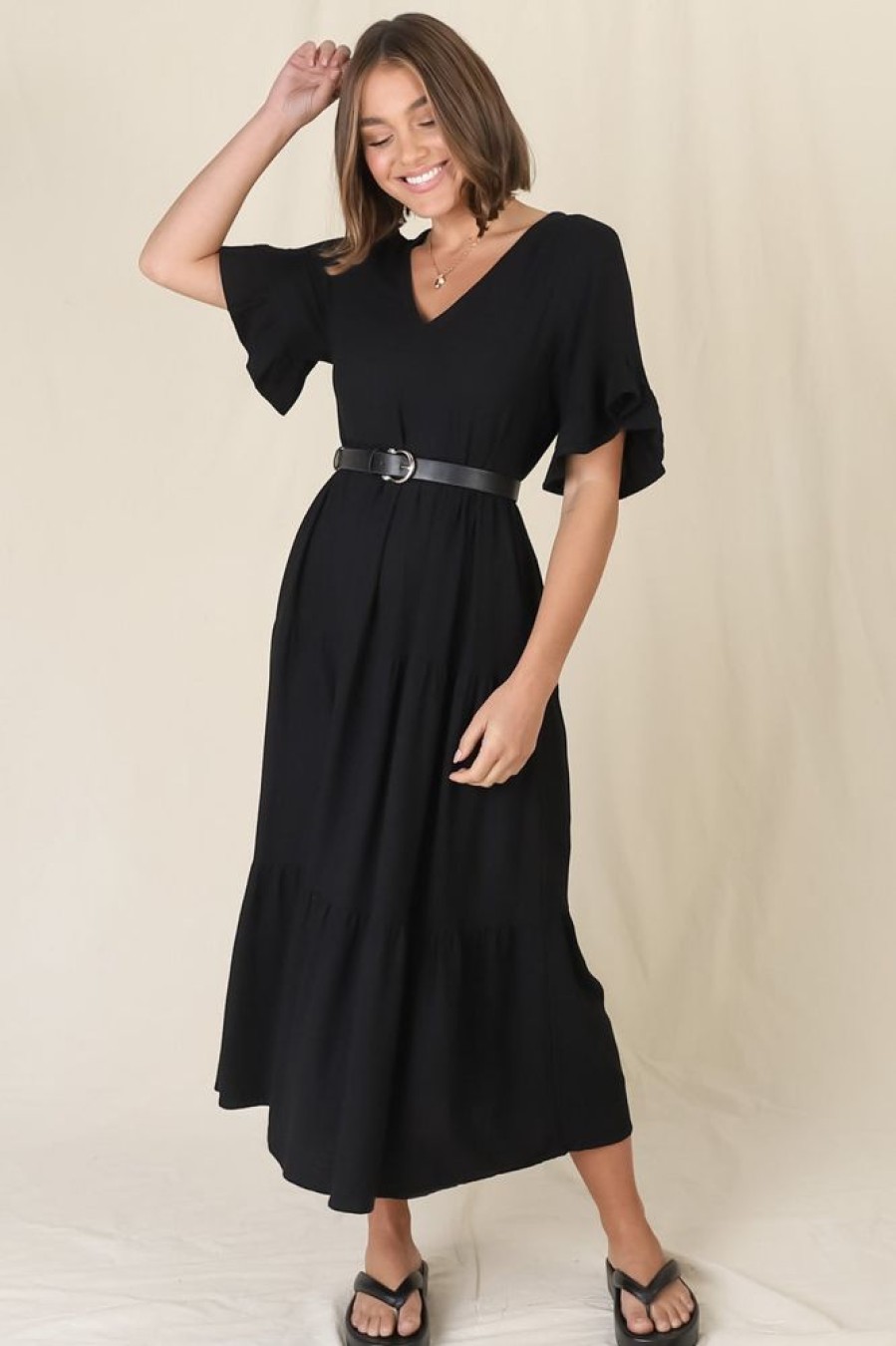 Dresses Salty Crush | Audrina Midi Dress - Black