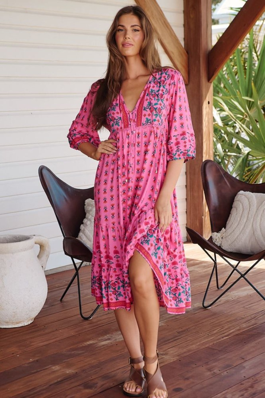 Dresses Jaase | Monday - Raspberry Romance Midi Dress