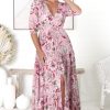 Jaase JAASE | Jaase - Tessa Maxi Dress: A Line Pull Tie Waist Dress In Pink Lotus Print