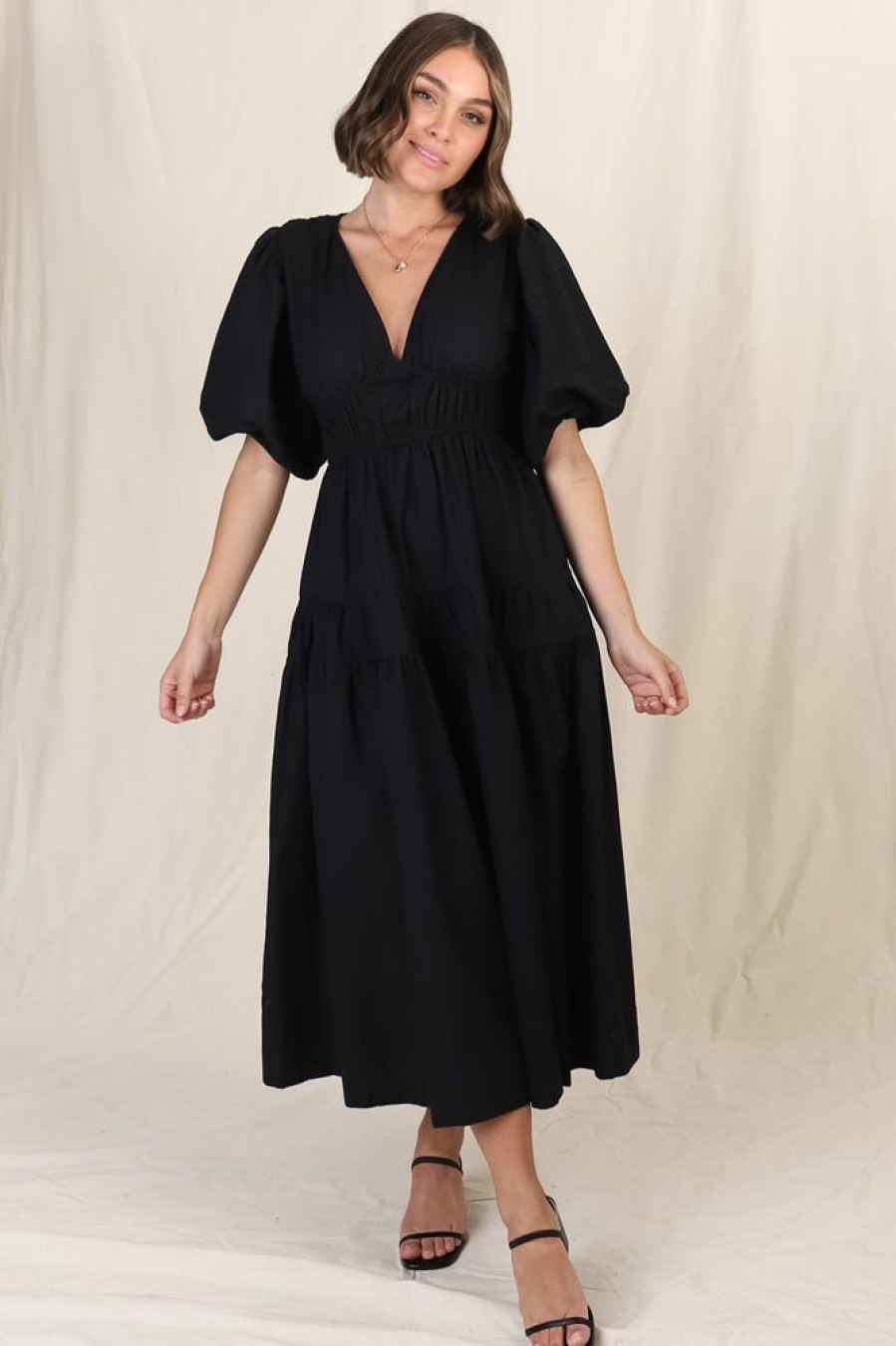 Dresses Salty Crush | Deserae Midi Dress - Black