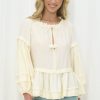 Tops Salty Crush | Miya Blouse - Cream
