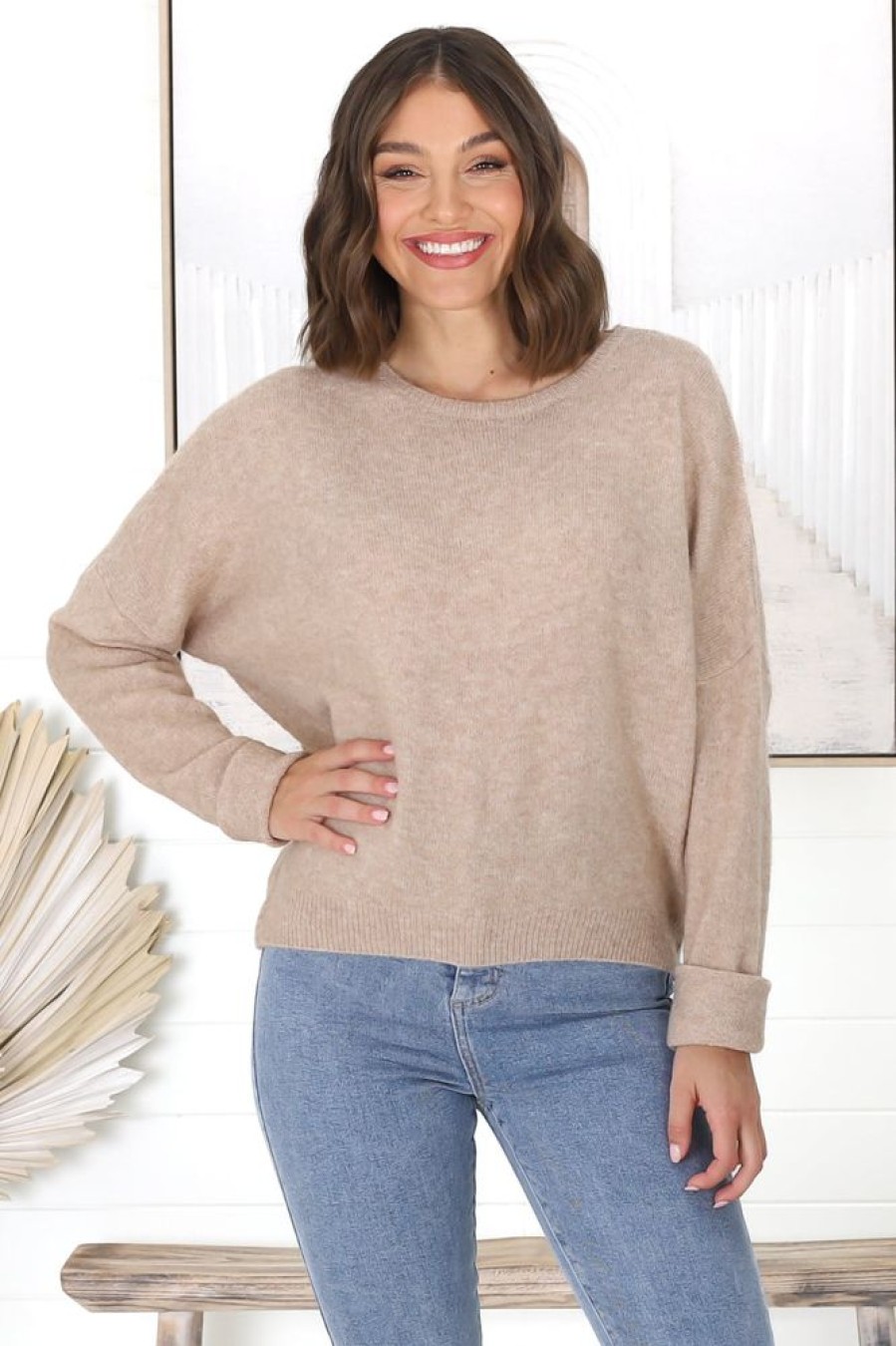Tops Salty Crush | Joanne Knit Top - Sand