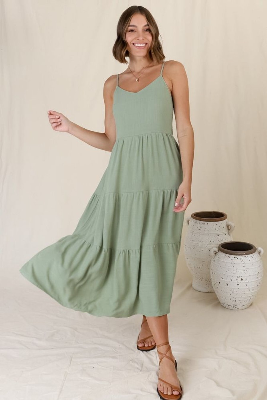 Dresses Salty Crush | Arlowe Midi Dress - Sage