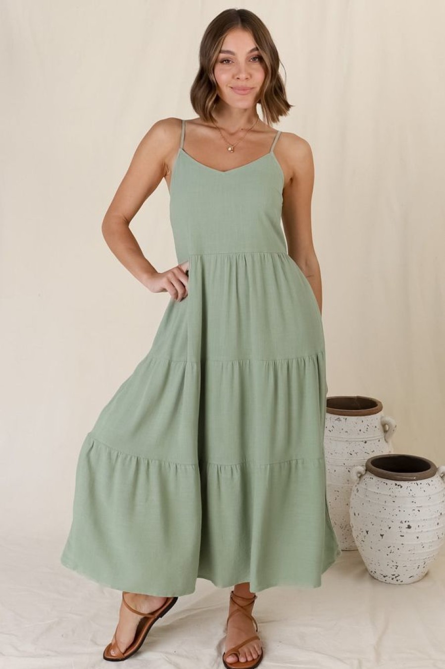 Dresses Salty Crush | Arlowe Midi Dress - Sage