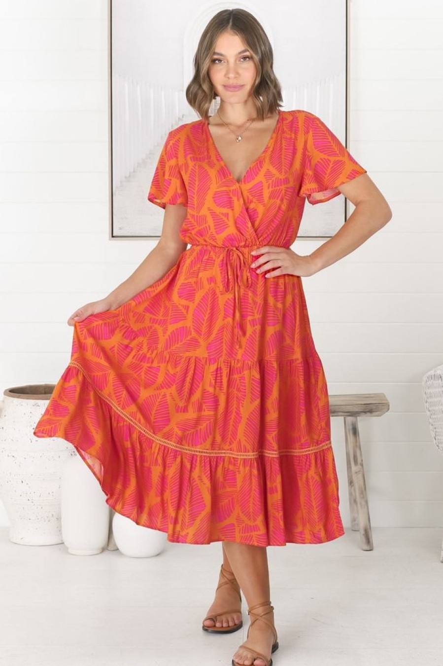 Dresses Salty Crush | Havanah Midi Dress - Orange