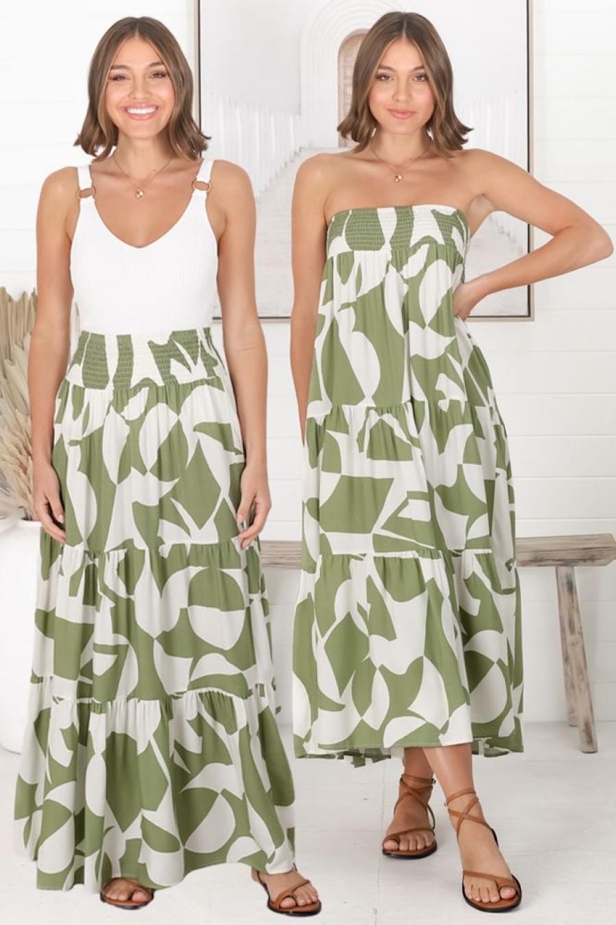 Bottoms Salty Crush | Azira Maxi Skirt/Midi Dress - Kiwi