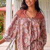 Jaase JAASE | Jaase - Florence Blouse: Lace Shoulders Button Down Blouse In Indah Print