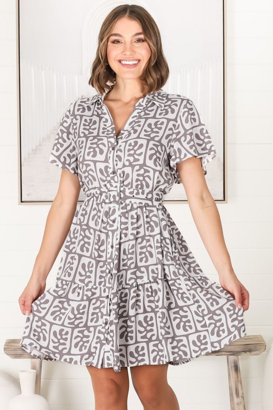 Dresses Salty Crush | Davey Mini Dress - Grey