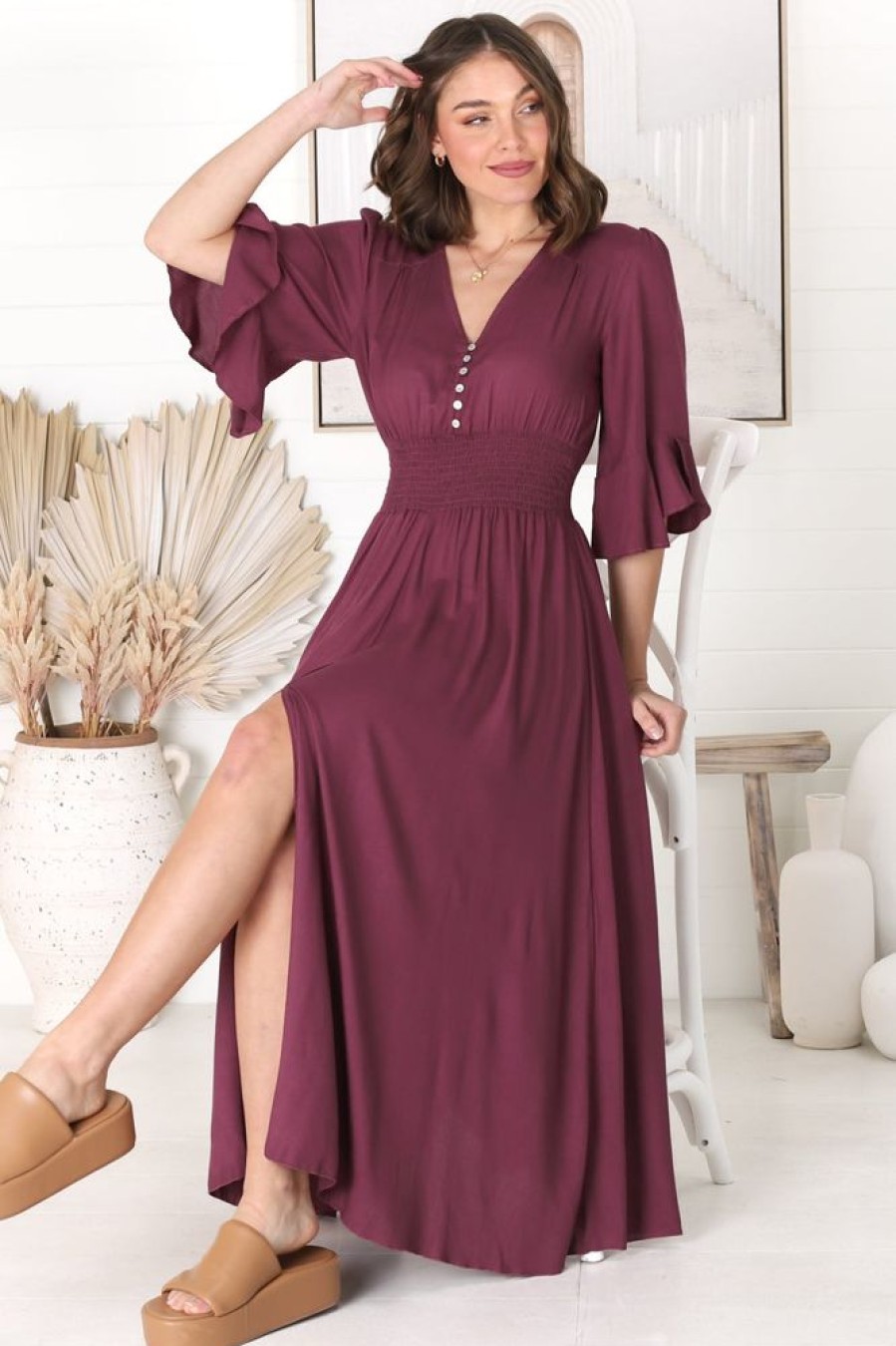 Dresses Salty Crush | Alba Maxi Dress - Wine