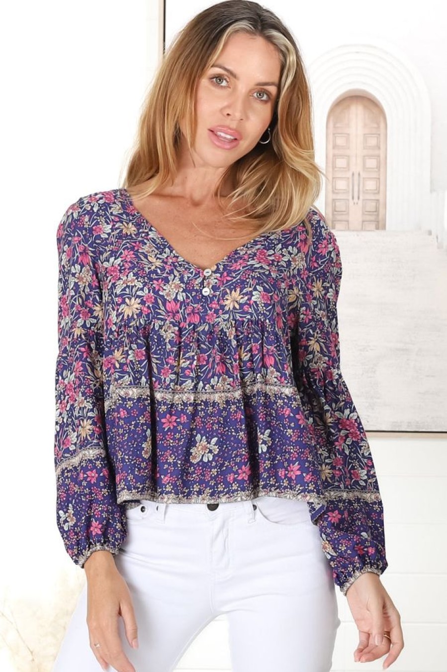 Tops Salty Crush | Grace - Iris Top - Navy