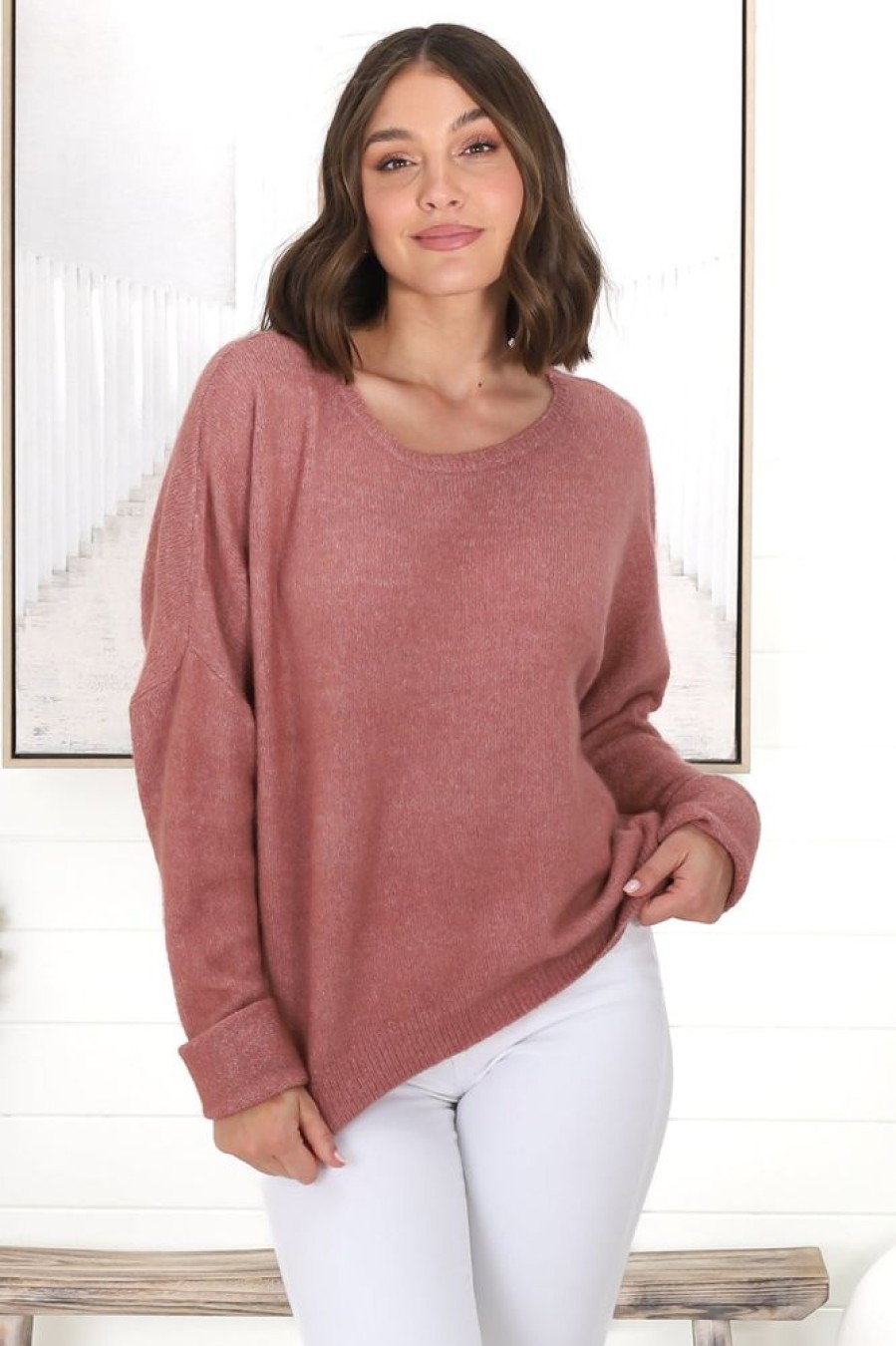 Tops Salty Crush | Joanne Knit Top - Guava