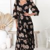 Dresses Salty Crush | Valina Maxi Dress - Cross Over V Neckline Tiered Dress In Vika Print Black
