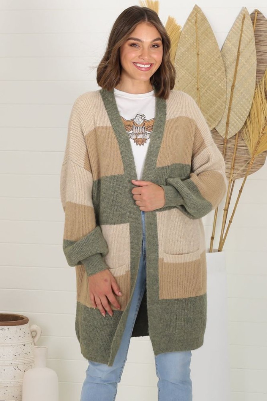 Jackets/Knitwear Salty Crush | Ingrid Cardigan - Khaki