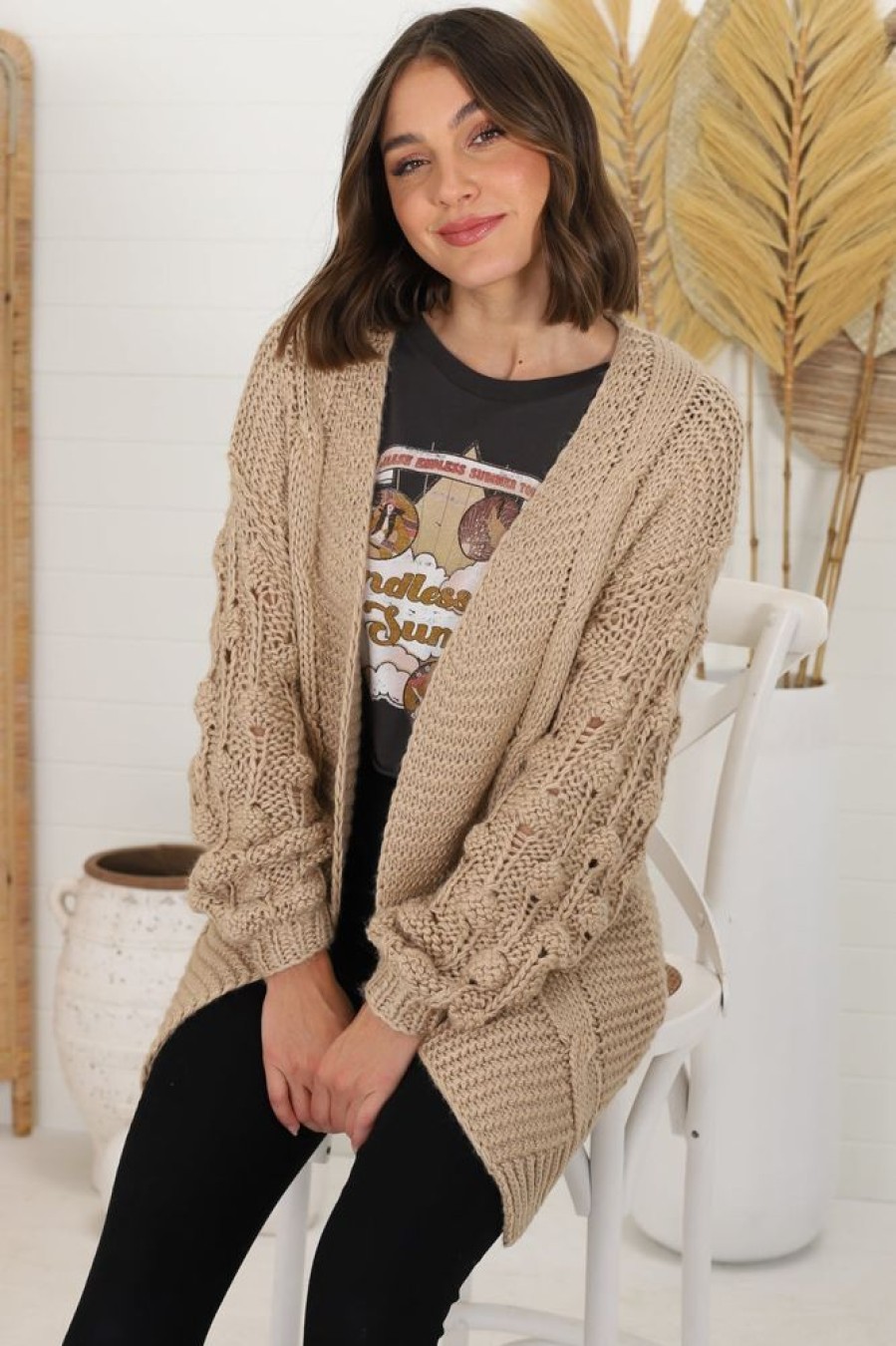 Jackets/Knitwear Salty Crush | Sammie Cardigan - Camel