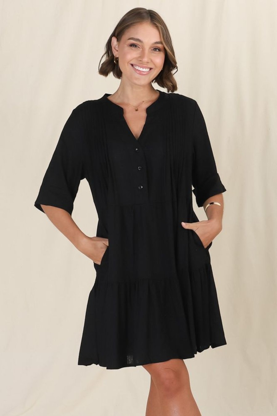 Dresses Salty Crush | Ayva Mini Dress - Black
